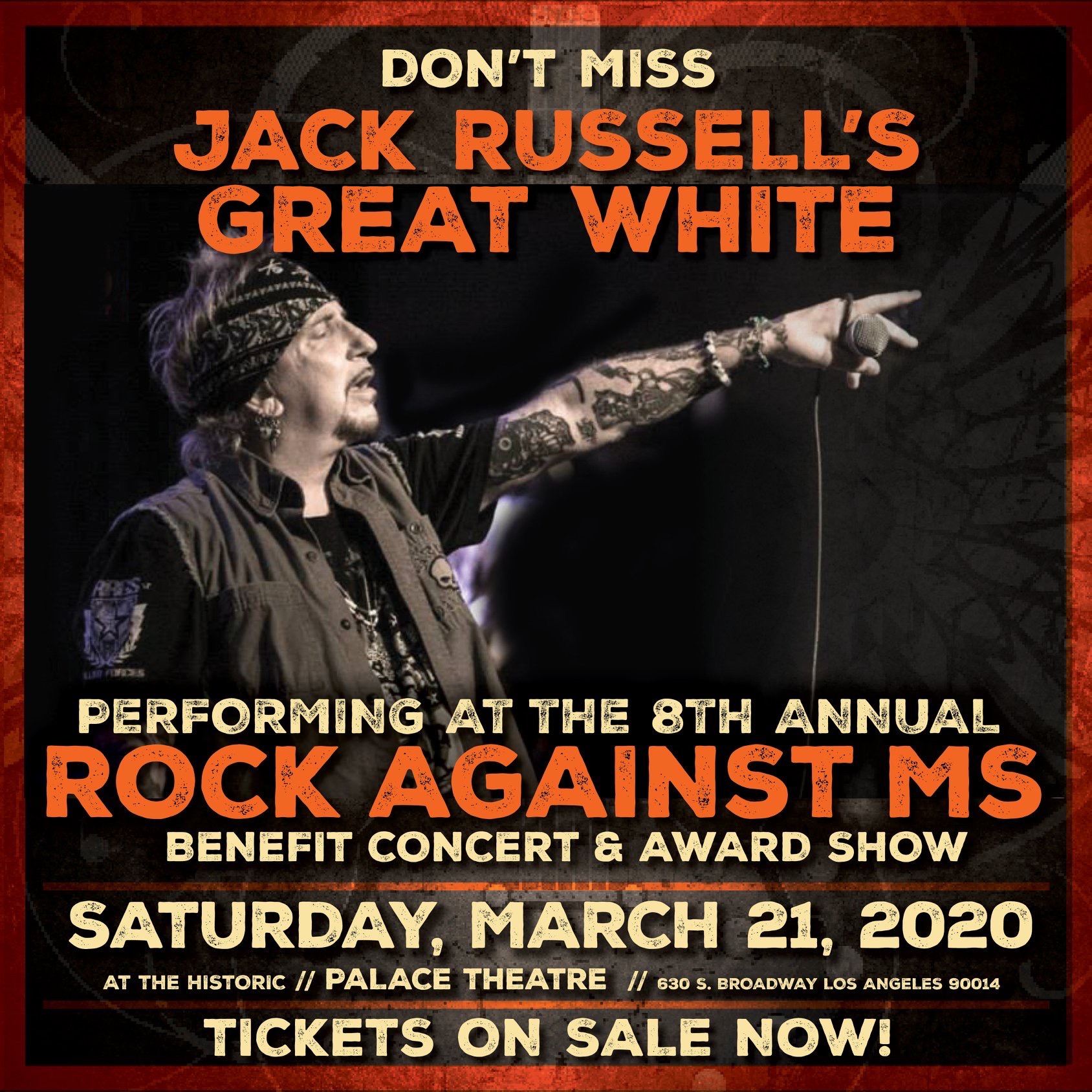 THE 8th ANNUAL ROCK AGAINST MS BENEFIT CONCERT & AWARD SHOW AT THE HISTORIC PALACE THEATRE SATURDAY, MARCH 21st, 2020